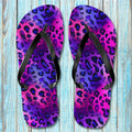 Leopard Spot Flip Flops on rustic nautical wood background