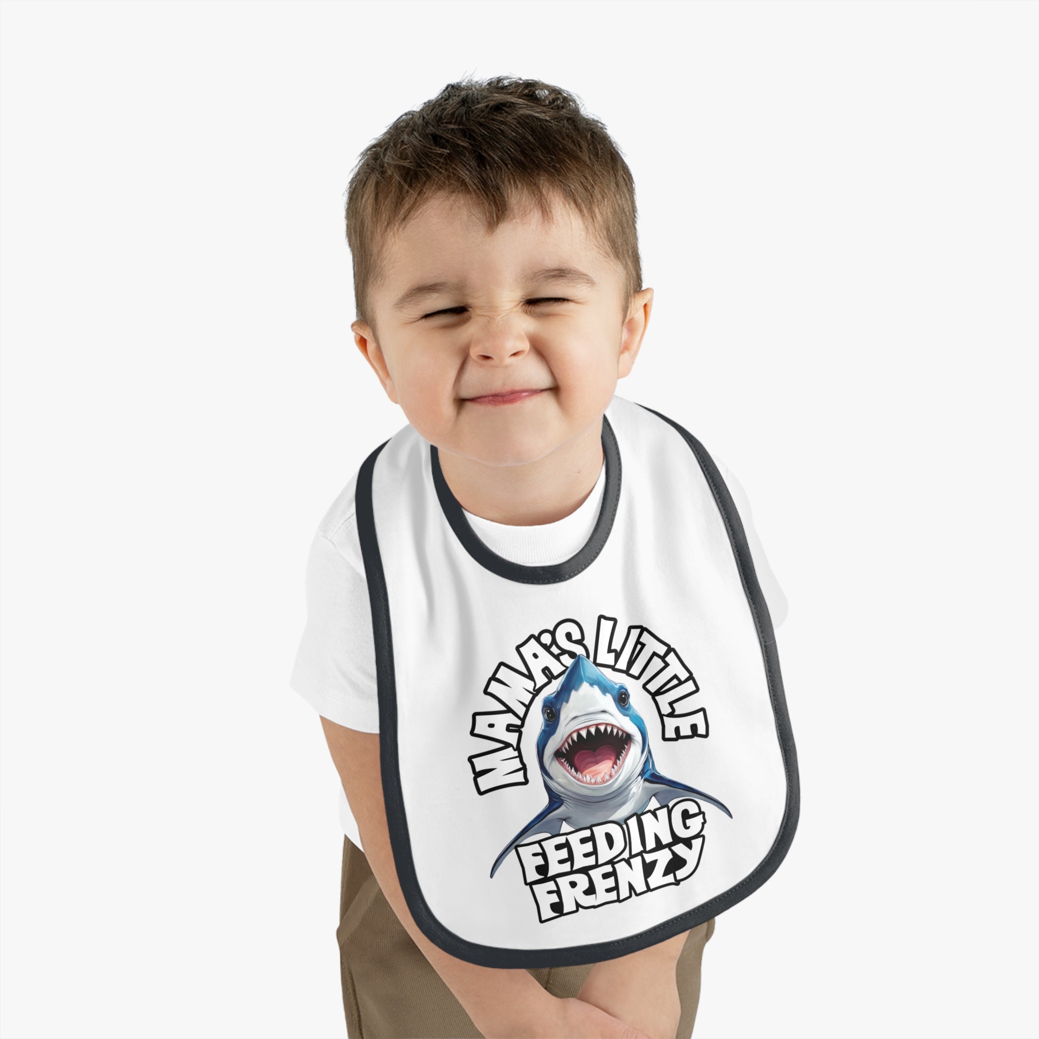 Mama's Little Feeding Frenzy Baby Bib With Cute Cartoon Baby Shark. Bibs