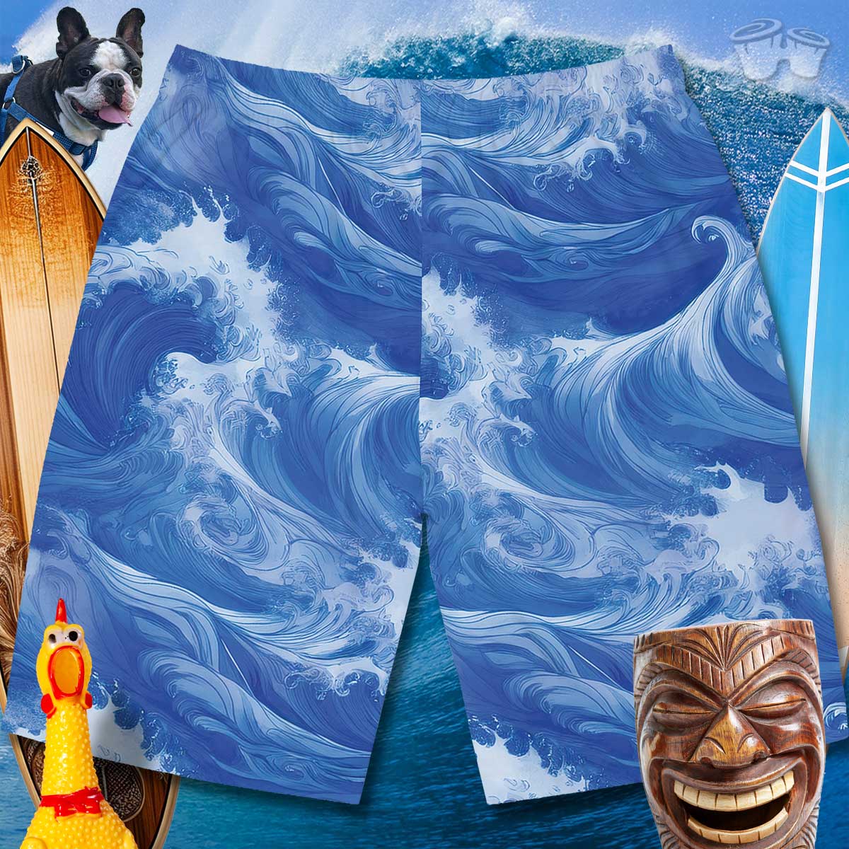 Long Board shorts with cool ocean wave pattern