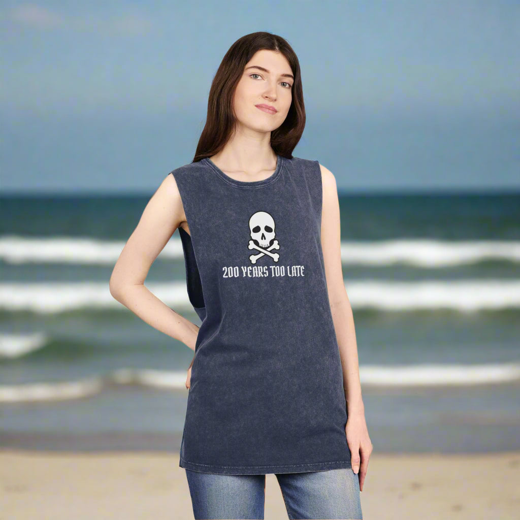 Jolly Roger Pirate - Stonewash Pirate Themed Tank Top 🏴‍☠️ Tank Tops