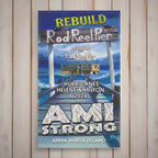 Promotional Tea Towel for rebuilding the Rod & Reel Pier in Anna Maria Island after hurricanes Helene and Milton in 2024.