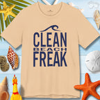 Clean Beach Freek unisex jersey tee featuring wave graphic, perfect for summer beach lovers and casual outings.