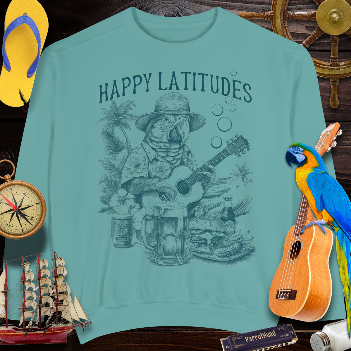 Sweatshirts ParrotHead | Happy Latitudes Sweatshirt with Guitar and Cheeseburger 🌴