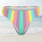Multicolored striped bikini bottom on a white background