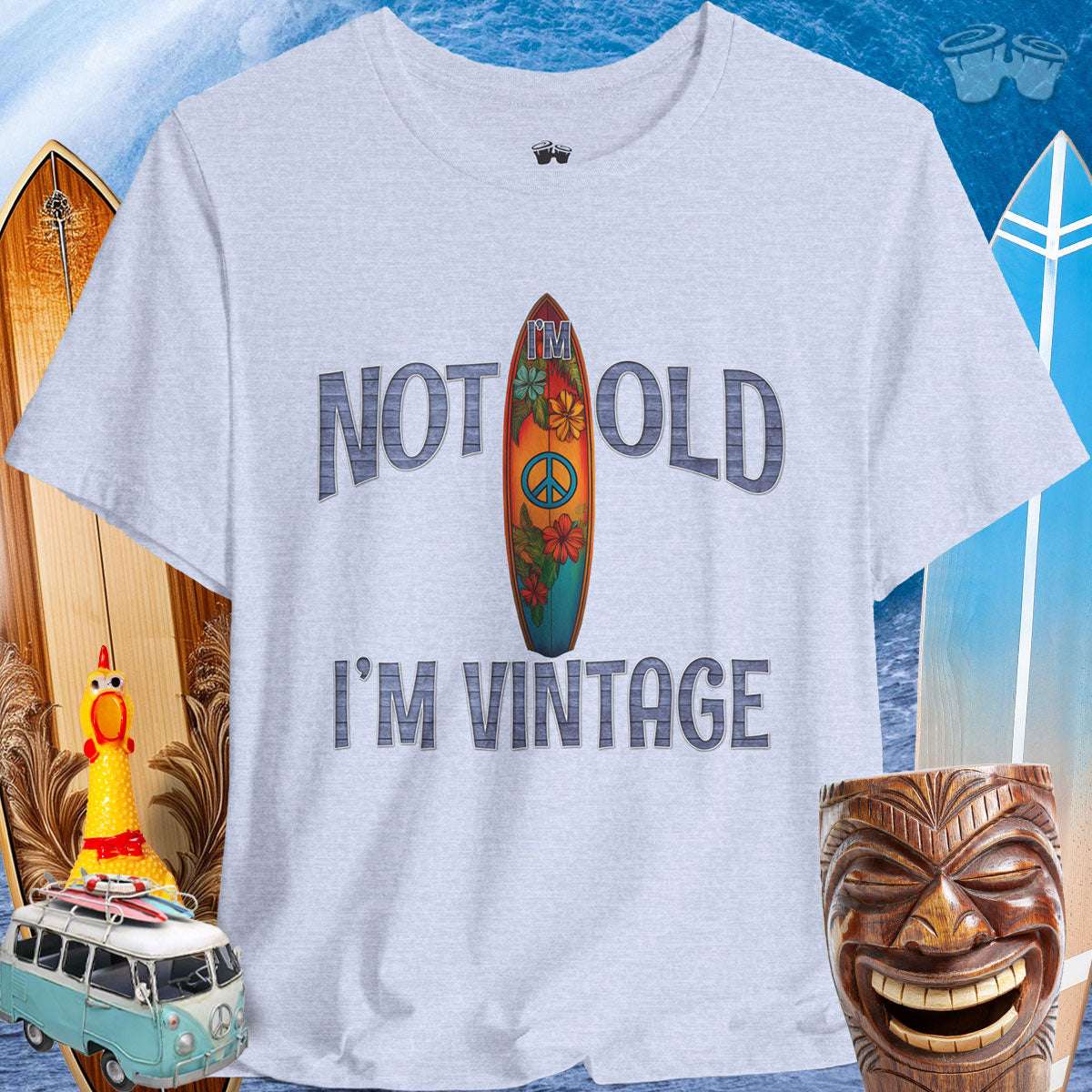 Heather Prism Blue Vintage I Surf Shop | Surfboard T-Shirt 🤙