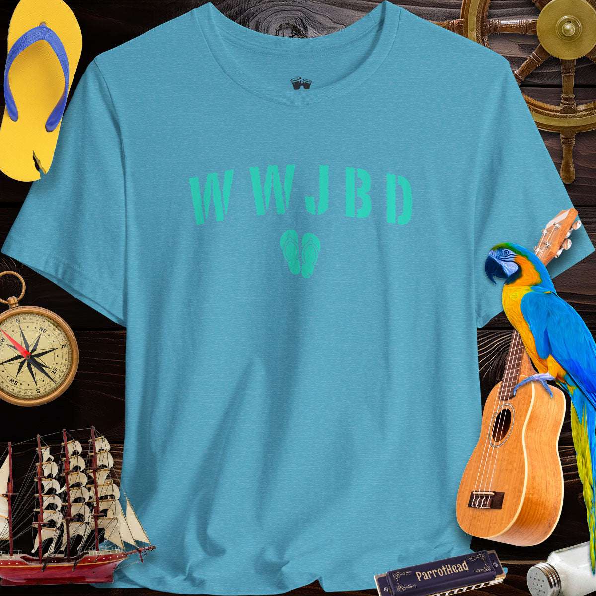 WWJBD | What Would Jimmy Buffett Do | Flip-Flop Design | Unisex T-Shirt T-Shirts