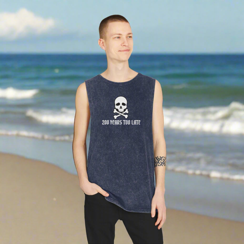 Jolly Roger Pirate - Stonewash Pirate Themed Tank Top 🏴‍☠️ Tank Tops