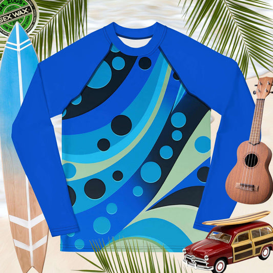Abstract ocean Art | Youth Sun Rashie 🤙 Rash Guards & Swim Shirts