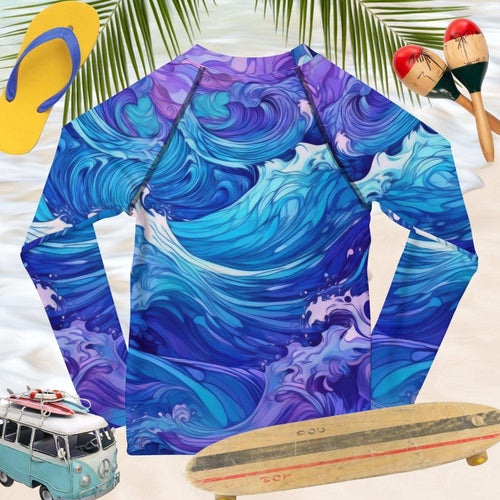 Abstract Ocean Wave Pattern Rashie | Kids UPF 50+ Rash Guards