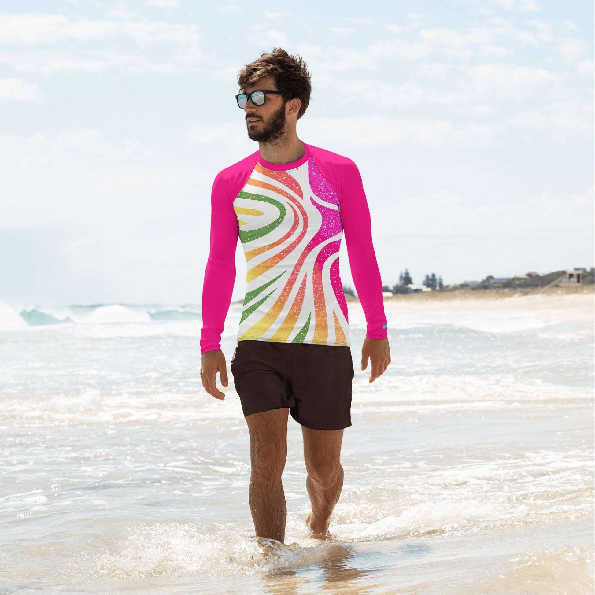 Adult Rashie | Abstract Coral | UV Protection For Men Rash Guard