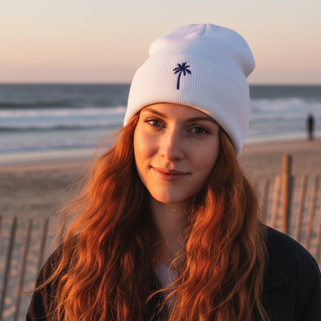 beautiful woman with long flowing red hair on atlantic avenue beach in the hamptons. 