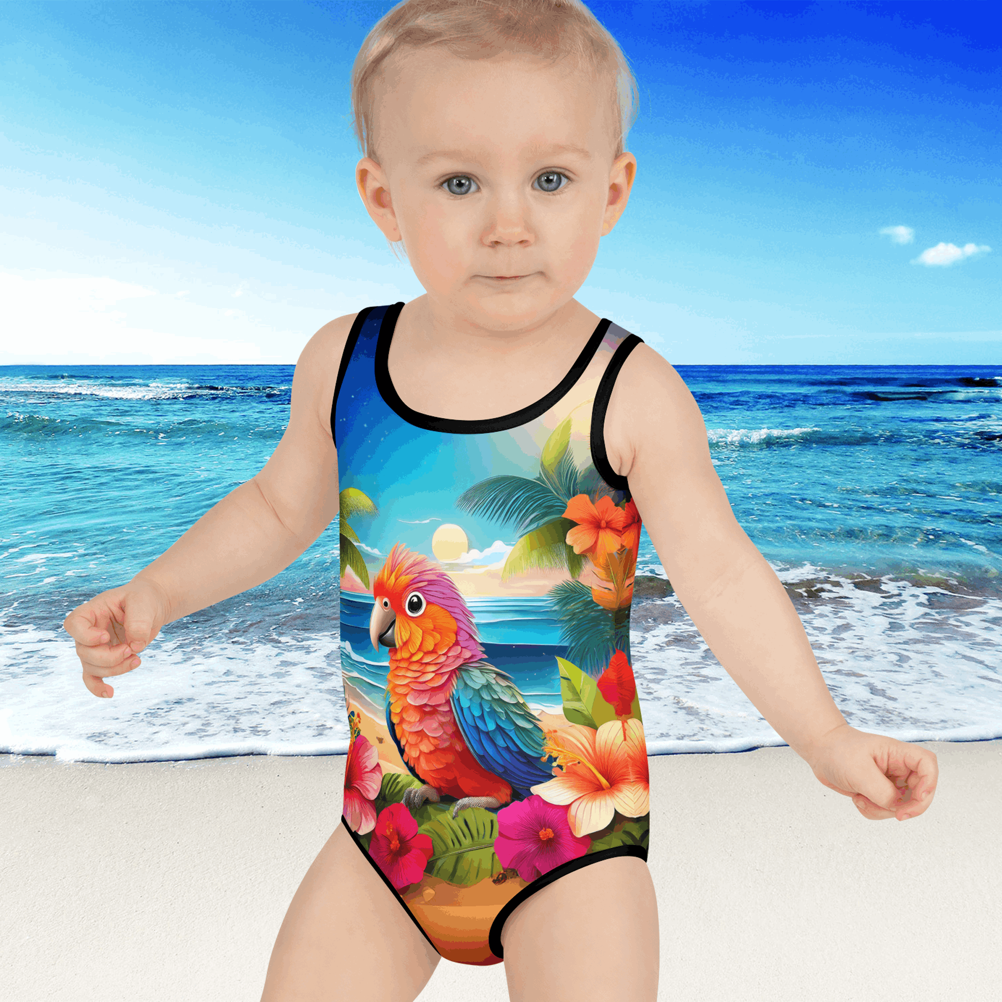 Lil Parakeet Girls One Piece Bathing Suit