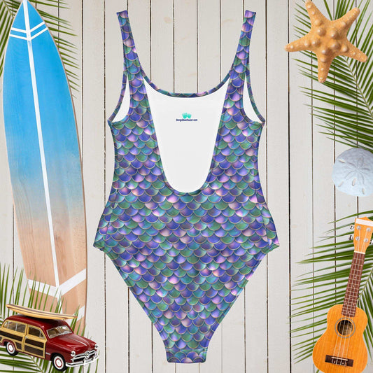 back side of a Bongo Beachwear low cut bathing suit one piece. 