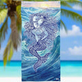 Beach Towel Mermaid Zen Series by RonBongo hanging out on a line in an island paradise