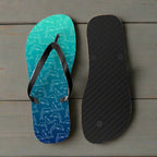 Flip-flop with dolphin pattern on a nautical wood  background