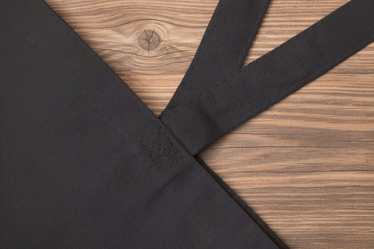 Black fabric with a subtle pattern on a white background