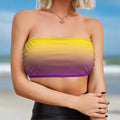 Purple Sun ombré tube top worn by swimwear model on Daytona Beach