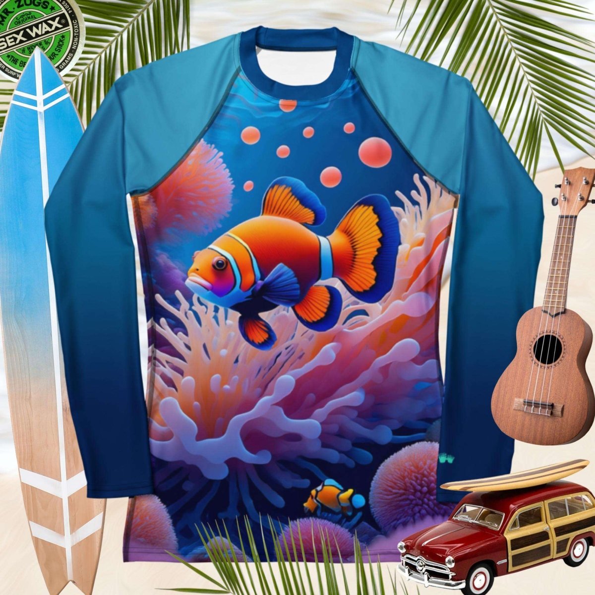 Fish Pattern Rash Guard Clown Fish Rashie | Nemo Fish Rash guard for Women | UPF 50+ – Bongo ...