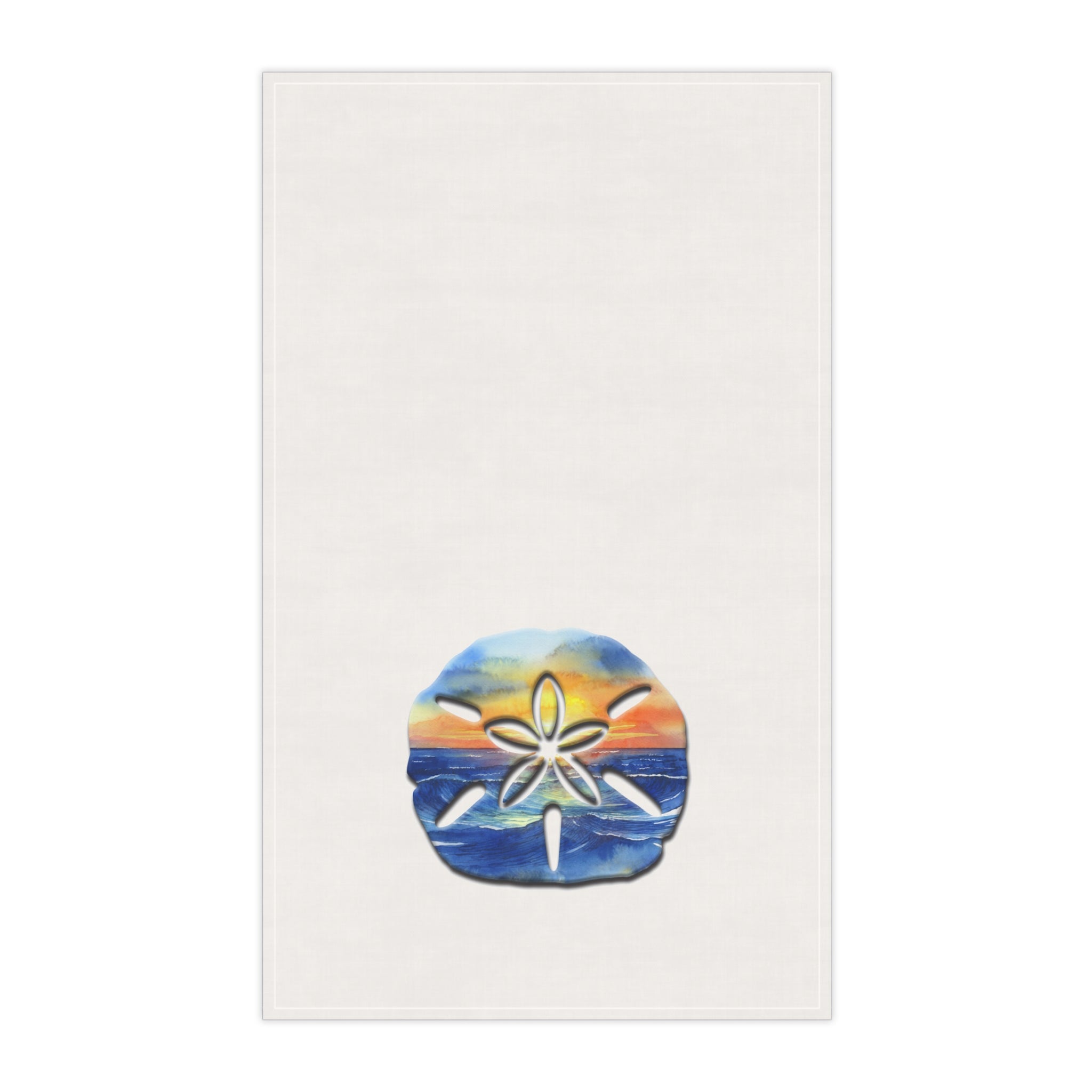 Coastal Decor | Cotton Tea Towel | Painted Sand Dollar Sunset