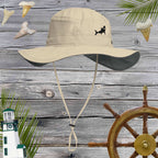 Cool Fossil colored Columbia Boony hat with shark embroidered on front