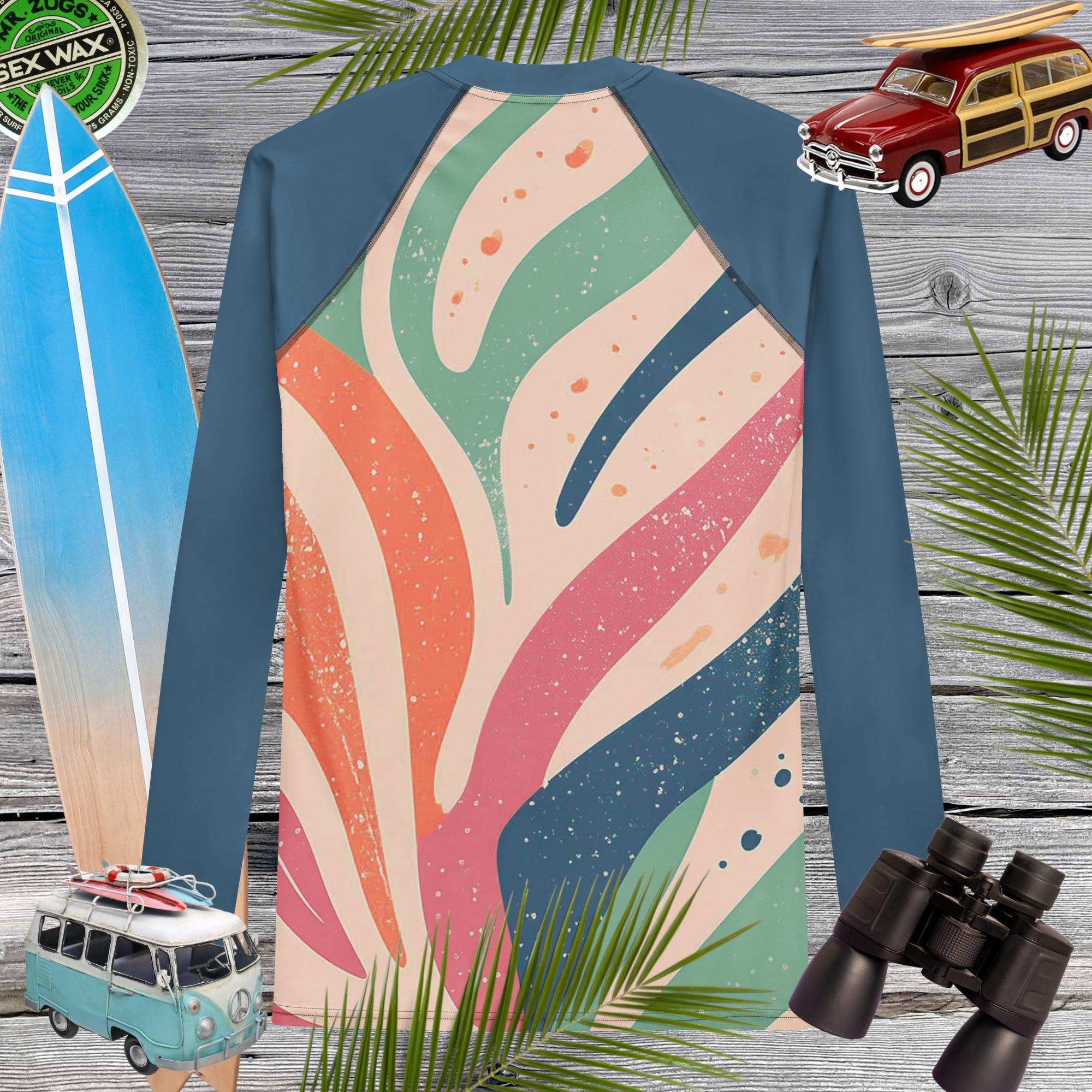 Coral Color Abstract Art | Adult Sun Rashie For Men | UPF 50+ Rash Guard