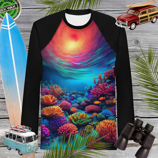 Coral Reef Rash Guard | Men's Adult Rashie UPF 50+ Rash Guards & Swim Shirts