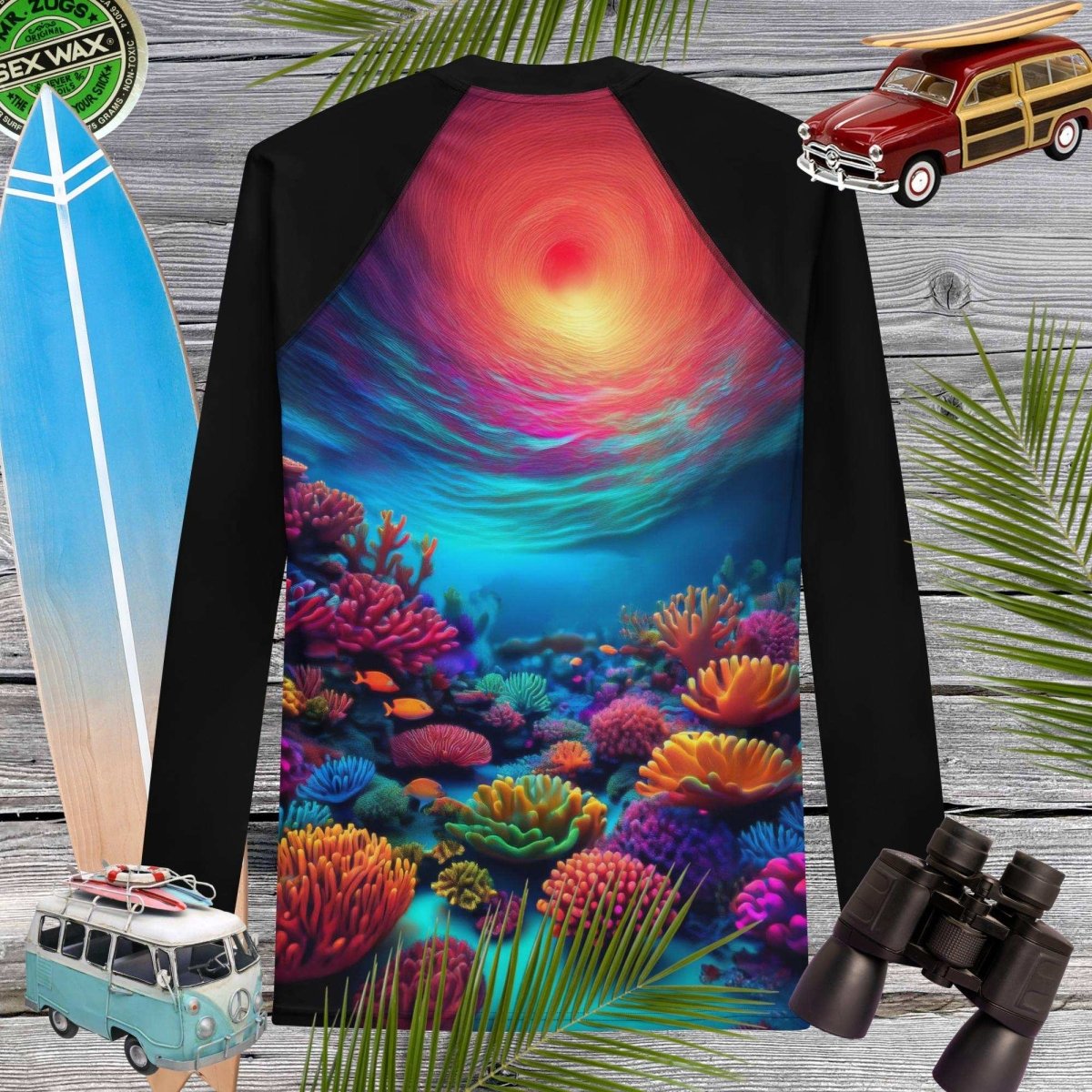 Instructor Rashie Designs Coral Reef Rash Guard | Men's Adult Rashie UPF 50+ – Bongo Beachwear