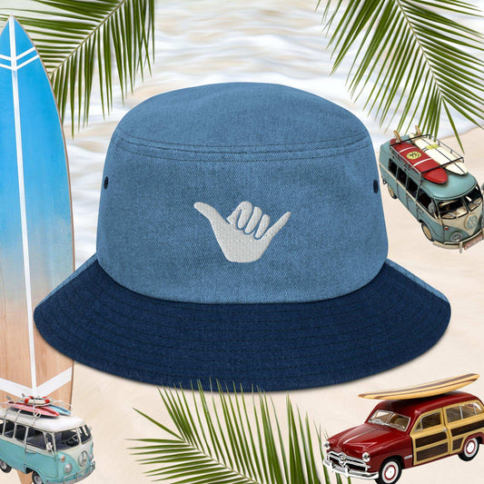 Denim bucket hat | Embroidered Shaka