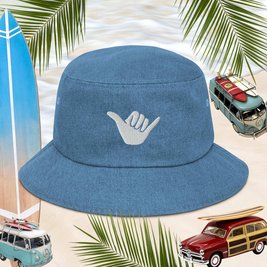 Denim bucket hat | Embroidered Shaka