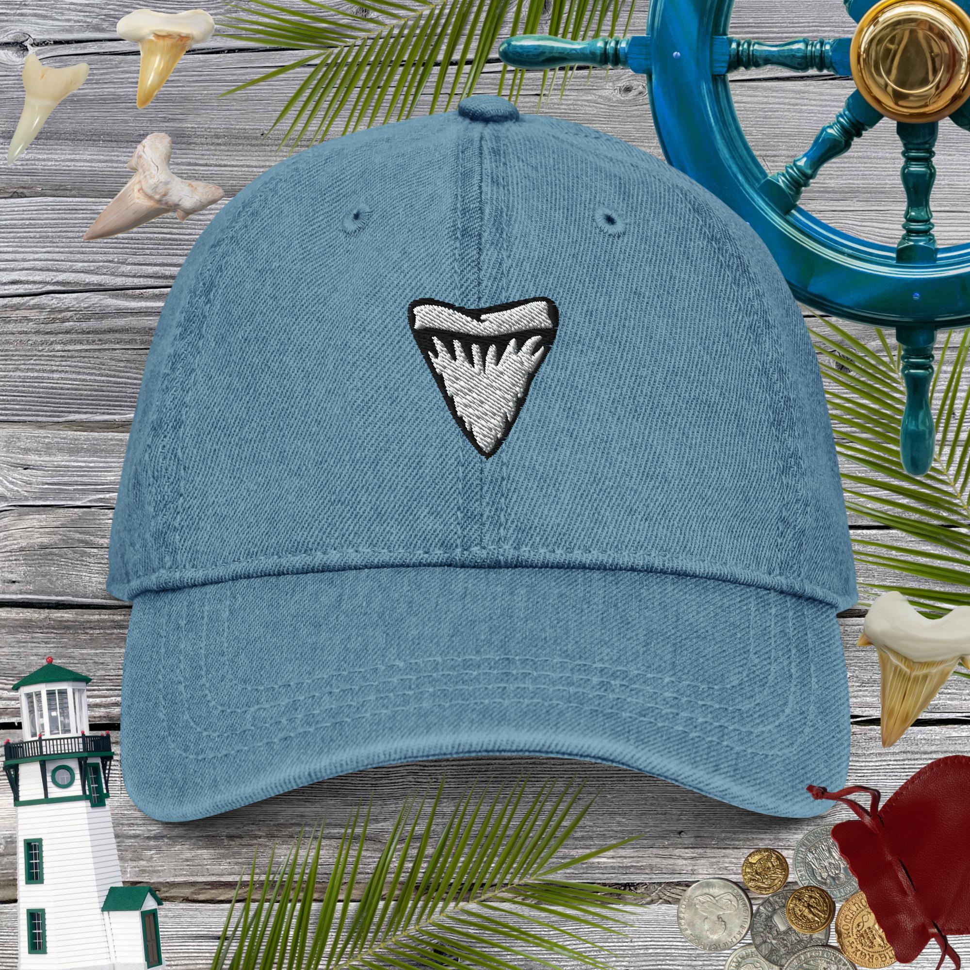Denim Hat | Embroidered Shark Tooth Baseball Caps