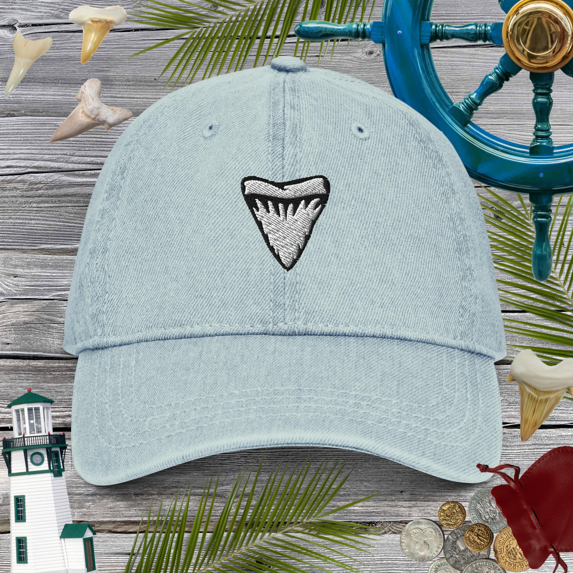 Denim Hat | Embroidered Shark Tooth Baseball Caps