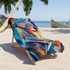 Surreal Dolphins on a plush beach towel draped over a beach chair under a palm tree