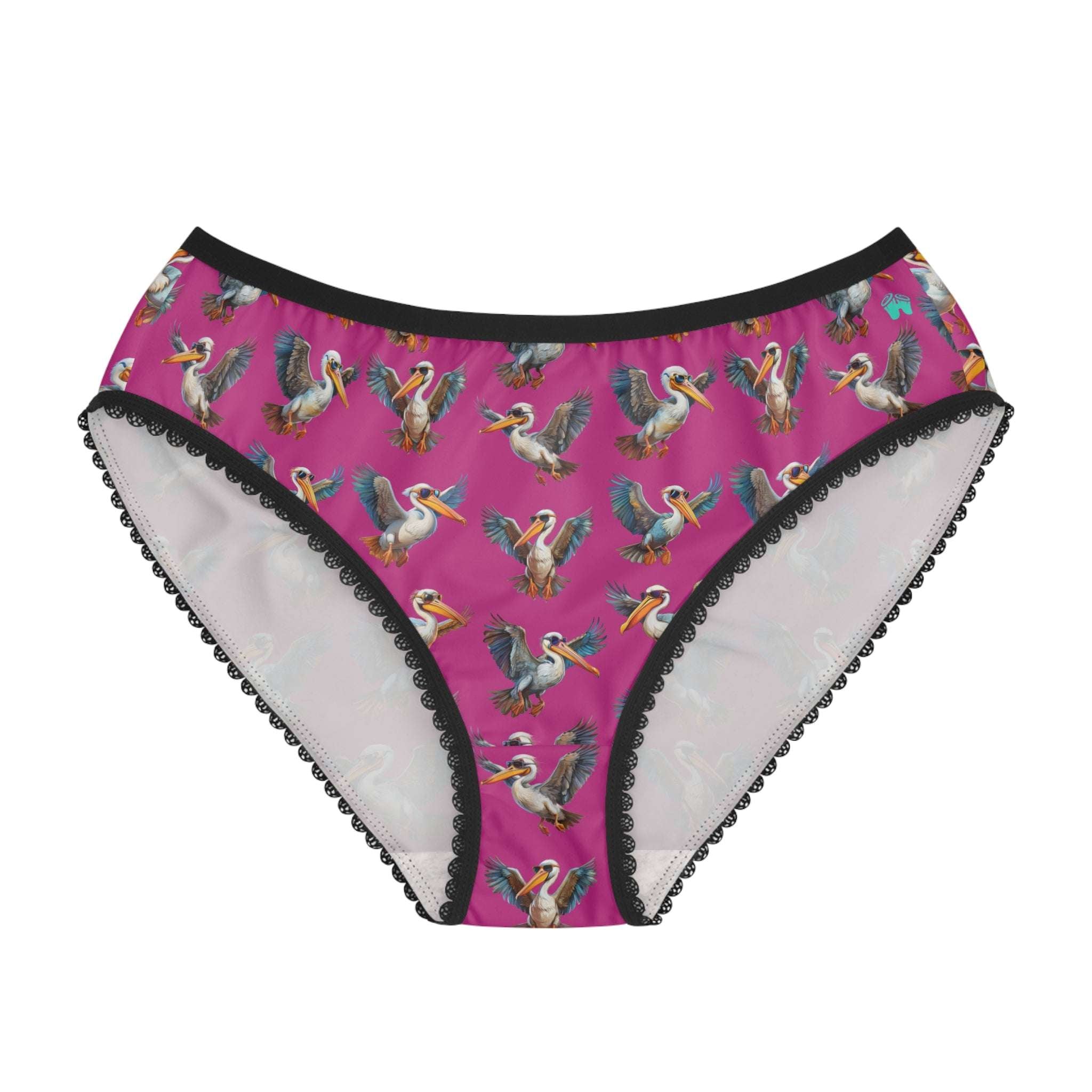 Fun Pelican Print Women's Briefs with vibrant colors and comfortable elastic waistband.
