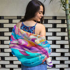 Swimsuit model wrapped in a Pink dolphin beach towel. 