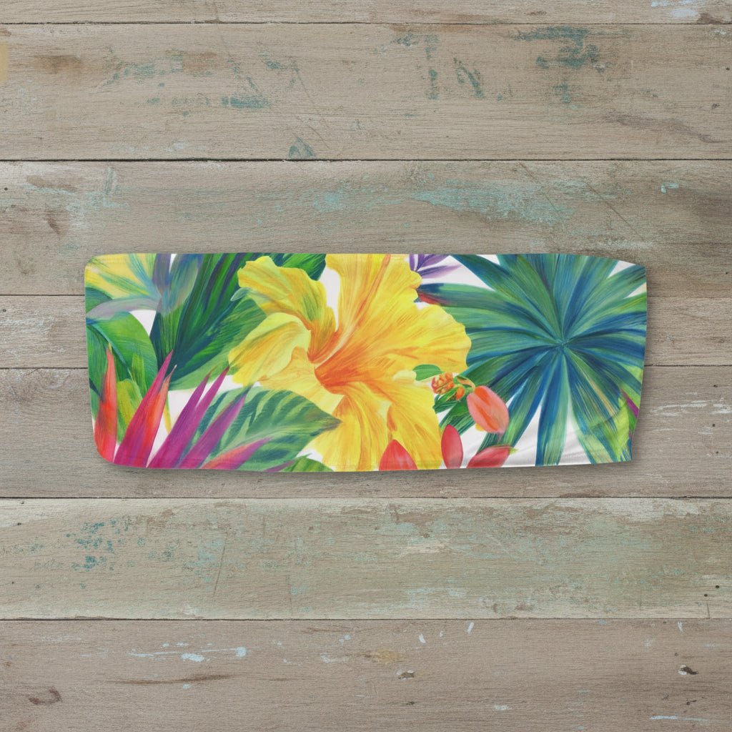 Tropical floral design on a white background