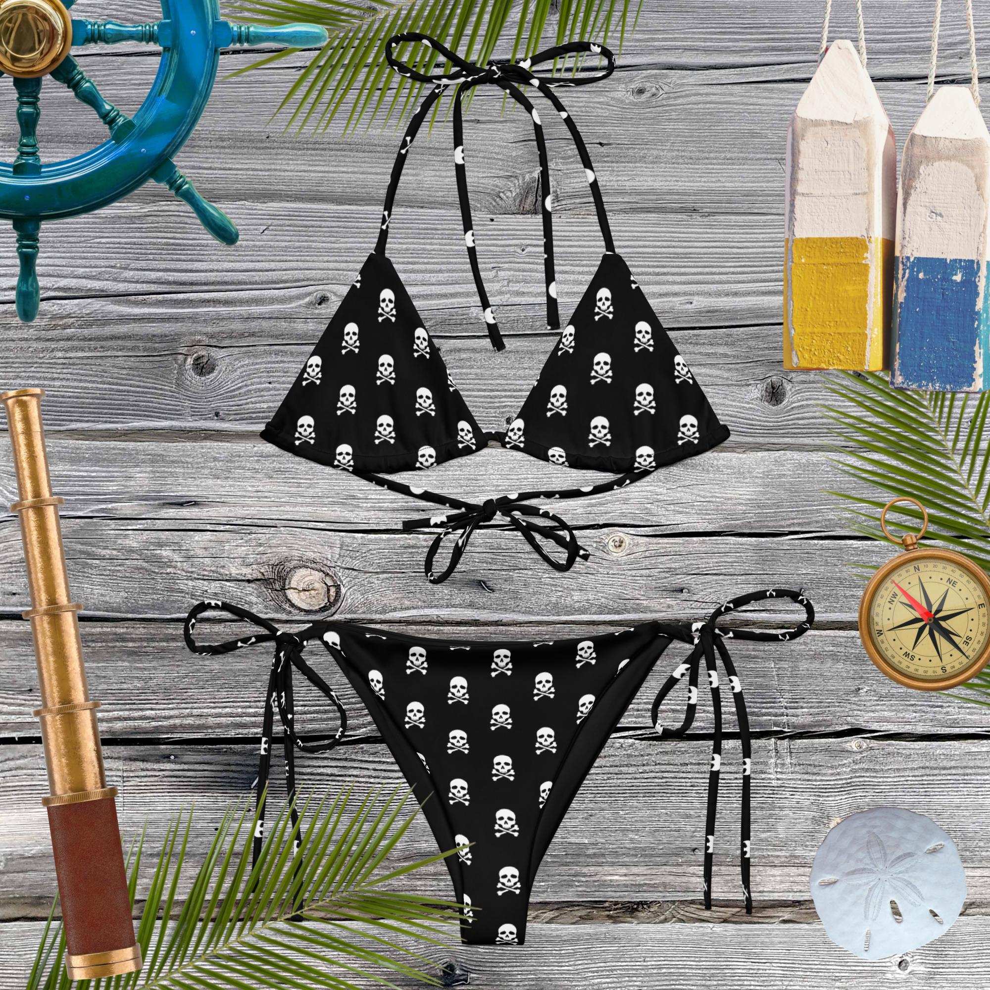 Jolly Roger Pirate Flag 🏴‍☠️ String BikiniClassic Bikinis