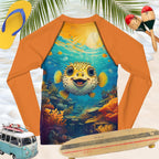 Orange Rashie | Pufferfish | Kids UPF 50+ Rashguard 🤙 Rash Guards