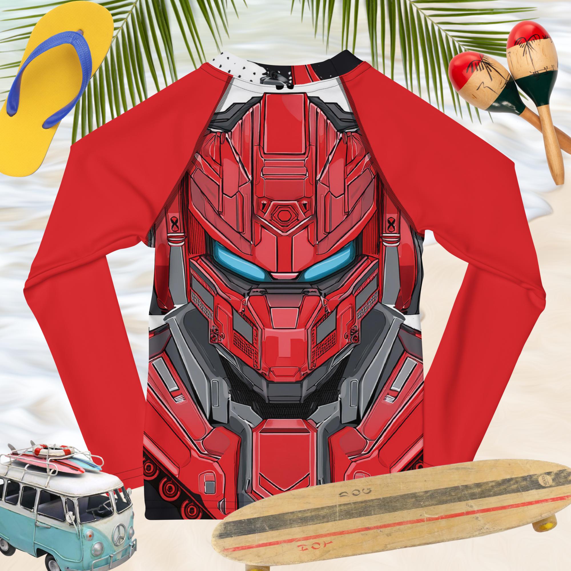 Robot Rashguard For Kids | Red Rashie | UPF 50+ Rash Guard