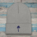 LA Cocoanut Palm tree embroidered on a rustic wood background