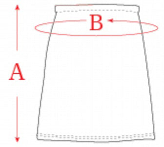 Measurement chart for a skirt with labeled dimensions A and B.