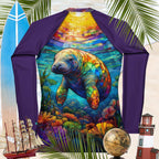 Manatee Stained Glass Art | Women's UPF 50+ Rash Guard Rash Guard