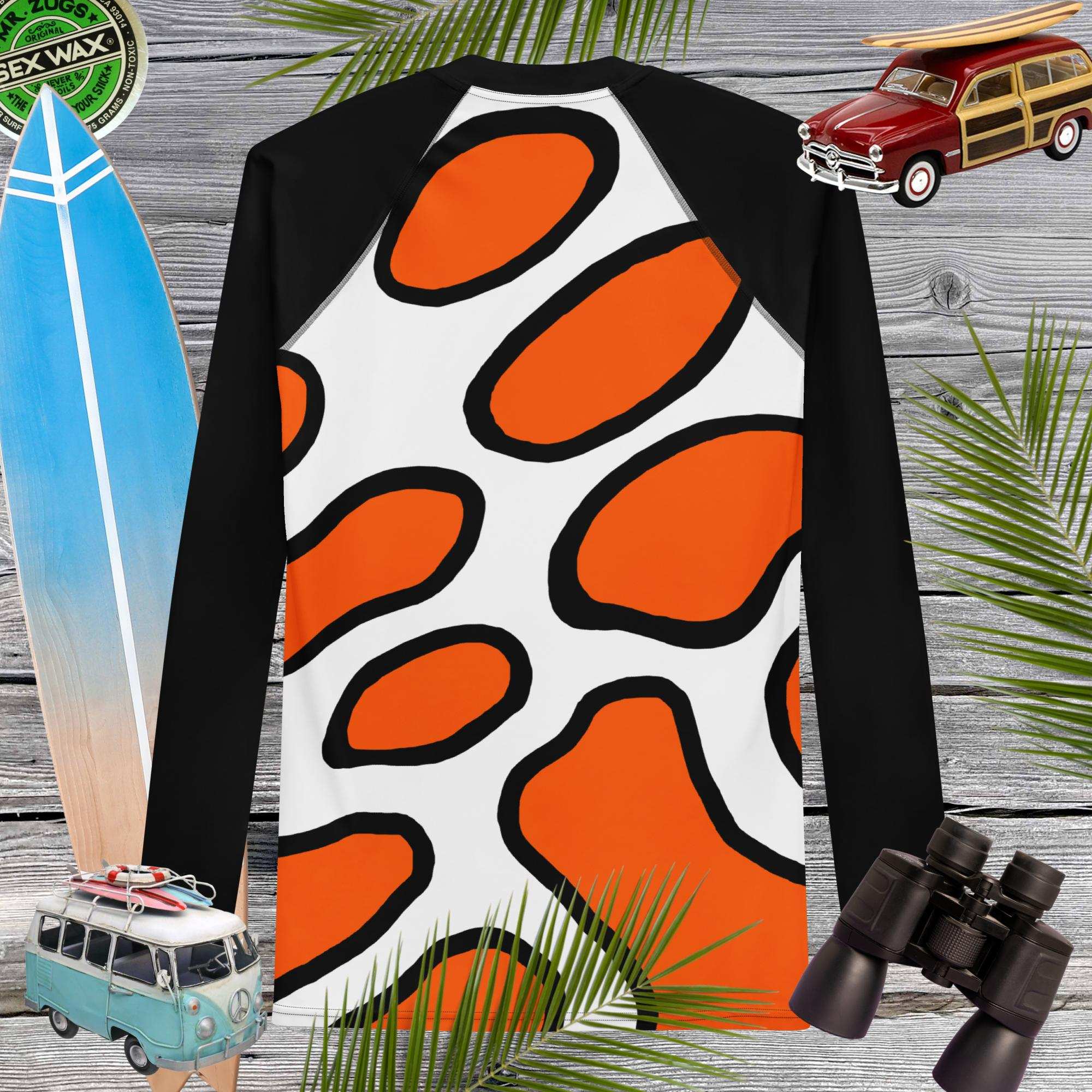 Men's Orange Rashie | Clown Fish Pattern | UPF 50+ Rash Guard