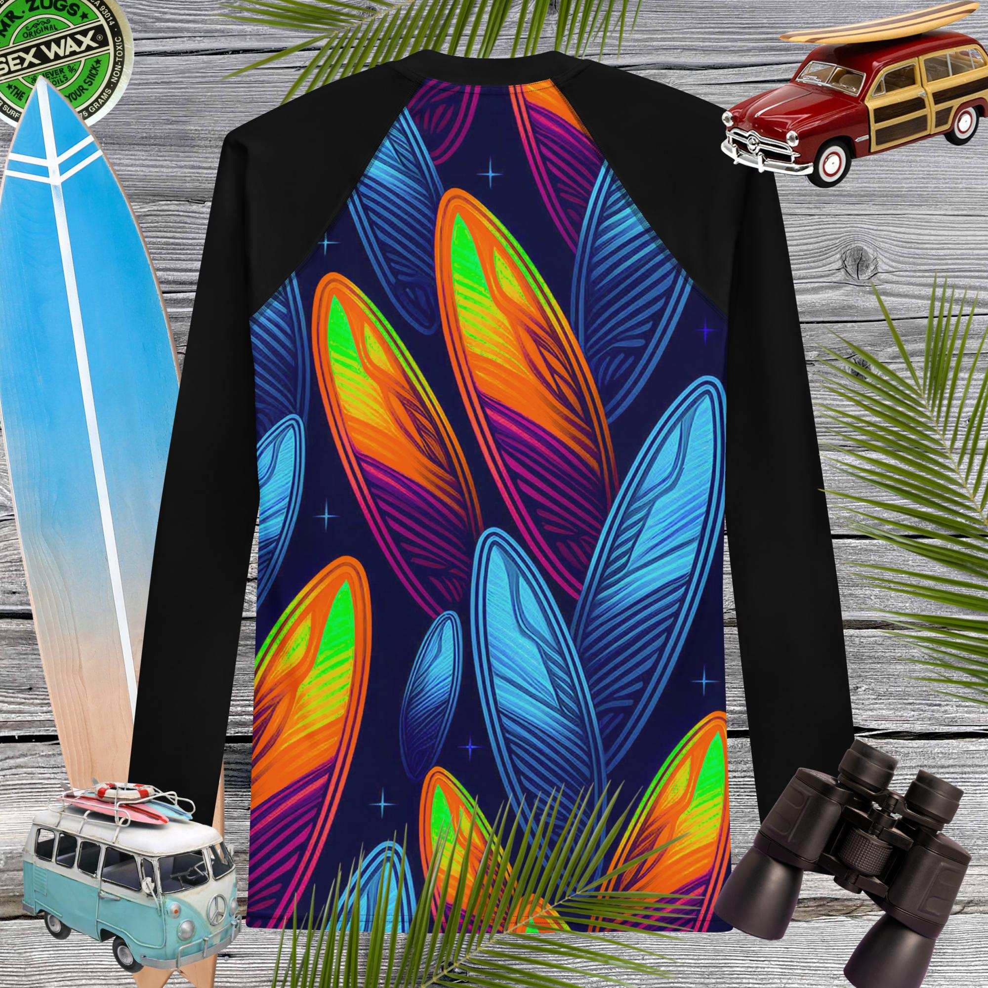 Men's Rash Guard | Nigh Sky Surfboard Pattern | UPF 50+ Rash Guard