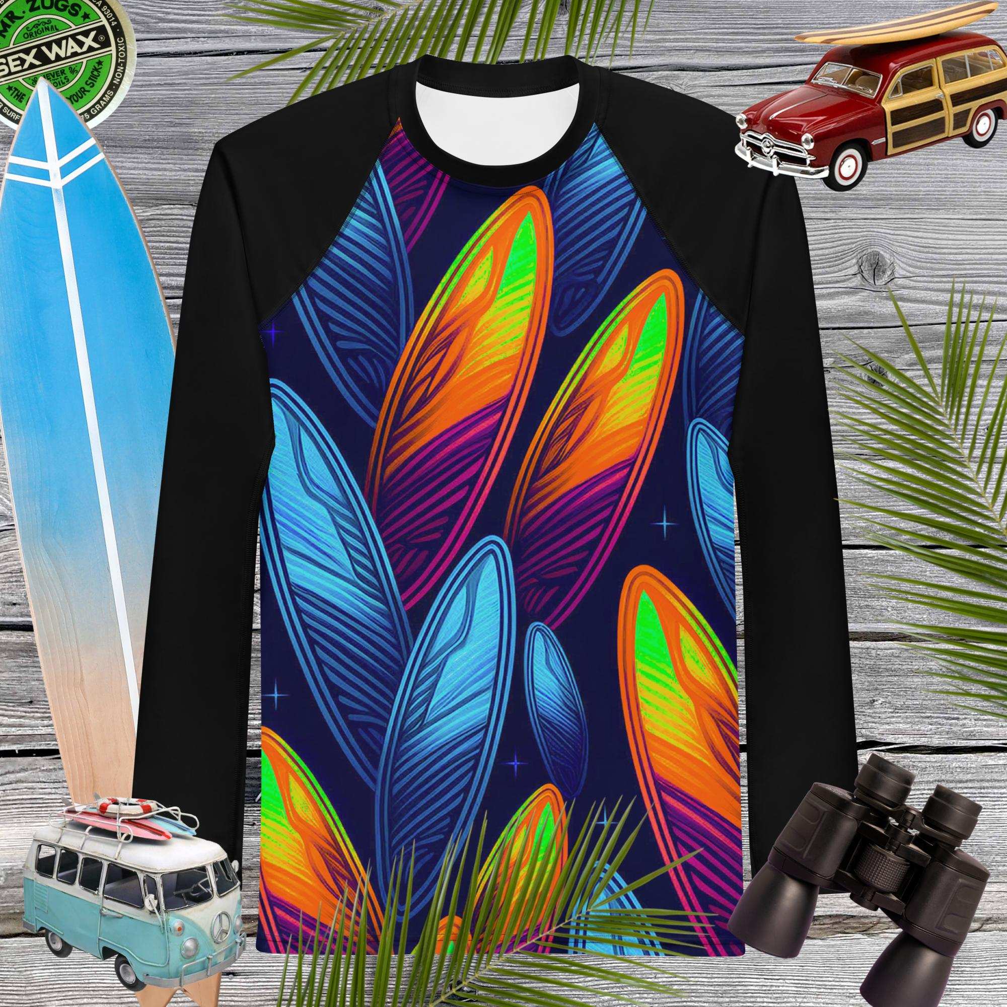 Men's Rash Guard | Nigh Sky Surfboard Pattern | UPF 50+ Rash Guard