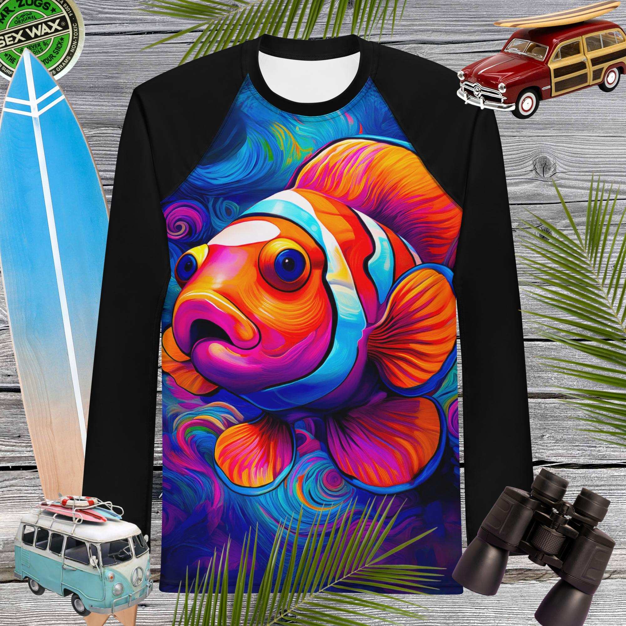 Men's Sun Rashie | Big Clown Fish Face | UPF 50+ Rash Guard