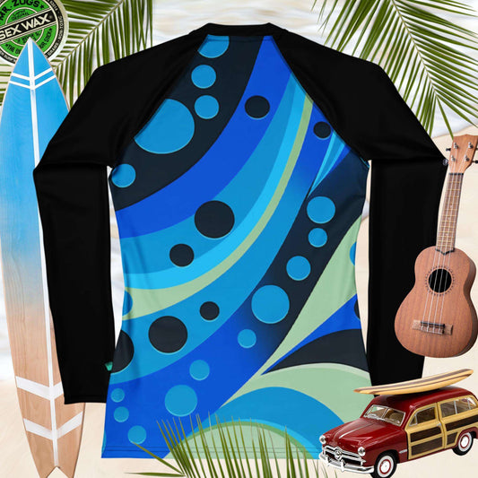 Ocean Abstract Wave Art | Women's Rashguard | UPF 50+ Rash Guards & Swim Shirts