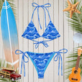 Ocean Wave Splash Pattern String Bikini SetClassic Bikinis