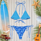 Ocean Wave Splash Pattern String Bikini SetClassic Bikinis