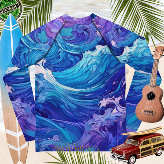Ocean Waves Sea Art | Blue Rashie Youth Sizes Rash Guards & Swim Shirts