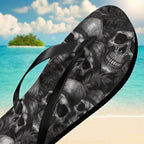 Flip-flop with skull design on a beach background